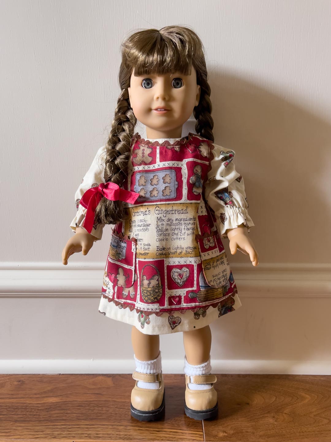 Christmas doll dress, holiday doll dress